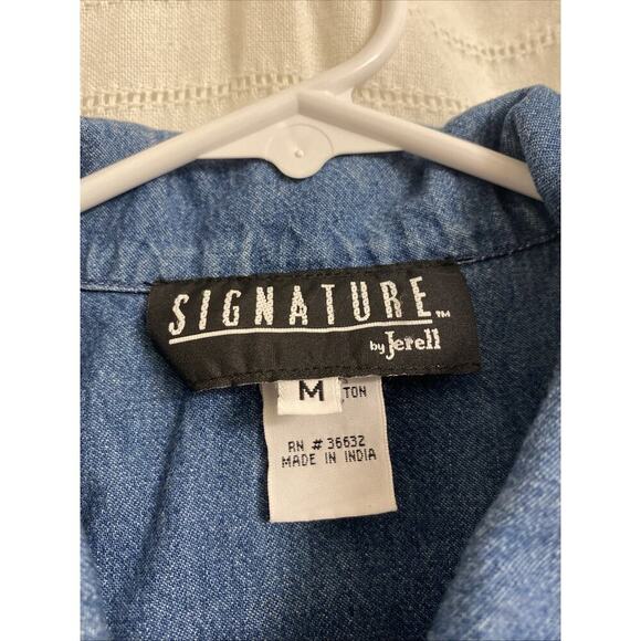 Signature By Jerell Denim Vest Women’s Medium Blue Embroidered Cotton - Picture 2 of 7